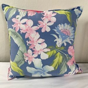 Tommy Bahama Tropical Floral Pillow - Blue, Pink, Green 17x17